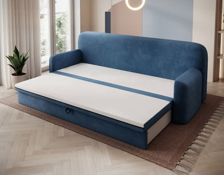 Canapé droit 3 places convertible avec coffre en velours côtelé Marius