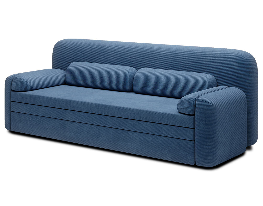 Canapé droit 3 places convertible avec coffre en velours côtelé Marius