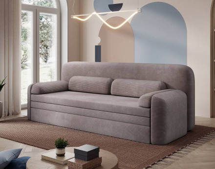 Canapé droit 3 places convertible avec coffre en velours côtelé Marius