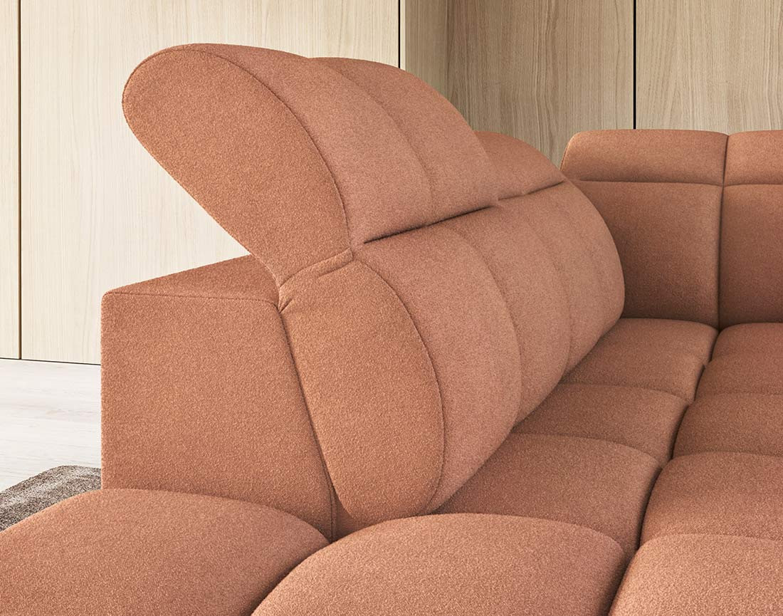 Canapé d'angle gauche 4 places assise extensible électrique avec coffre en tissu texturé Basile