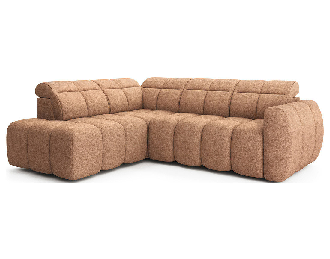 Canapé d'angle gauche 4 places assise extensible électrique avec coffre en tissu texturé Basile