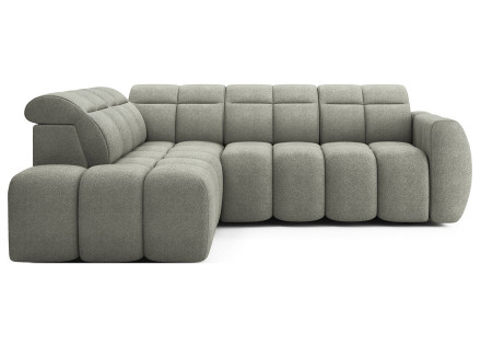 Canapé d'angle gauche 4 places assise extensible électrique avec coffre en tissu texturé Basile