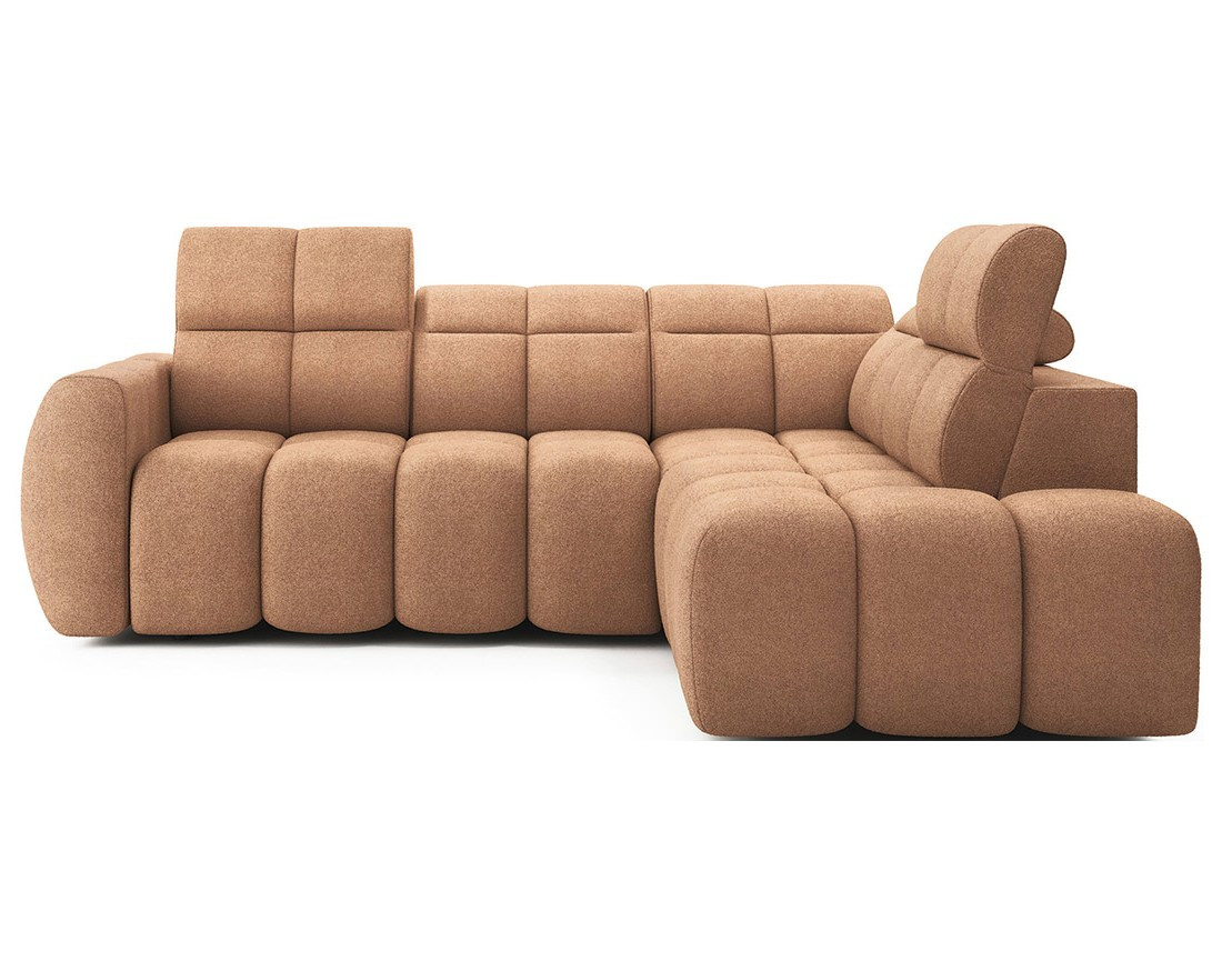 Canapé d'angle droit 4 places assise extensible électrique avec coffre en tissu texturé Basile