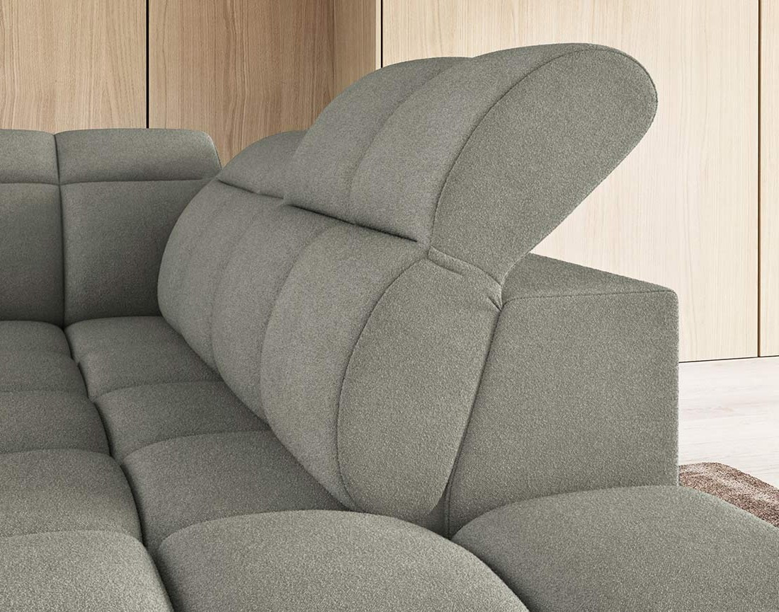Canapé d'angle droit 4 places assise extensible électrique avec coffre en tissu texturé Basile