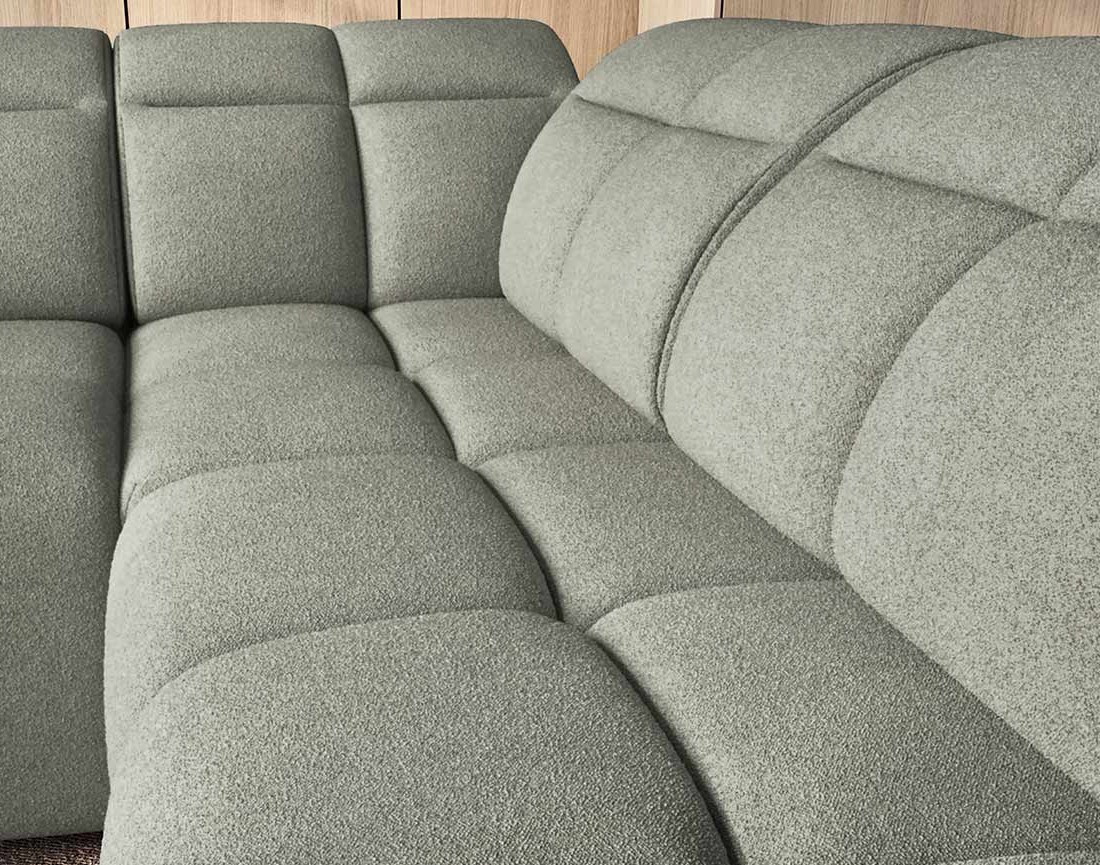 Canapé d'angle droit 4 places assise extensible électrique avec coffre en tissu texturé Basile