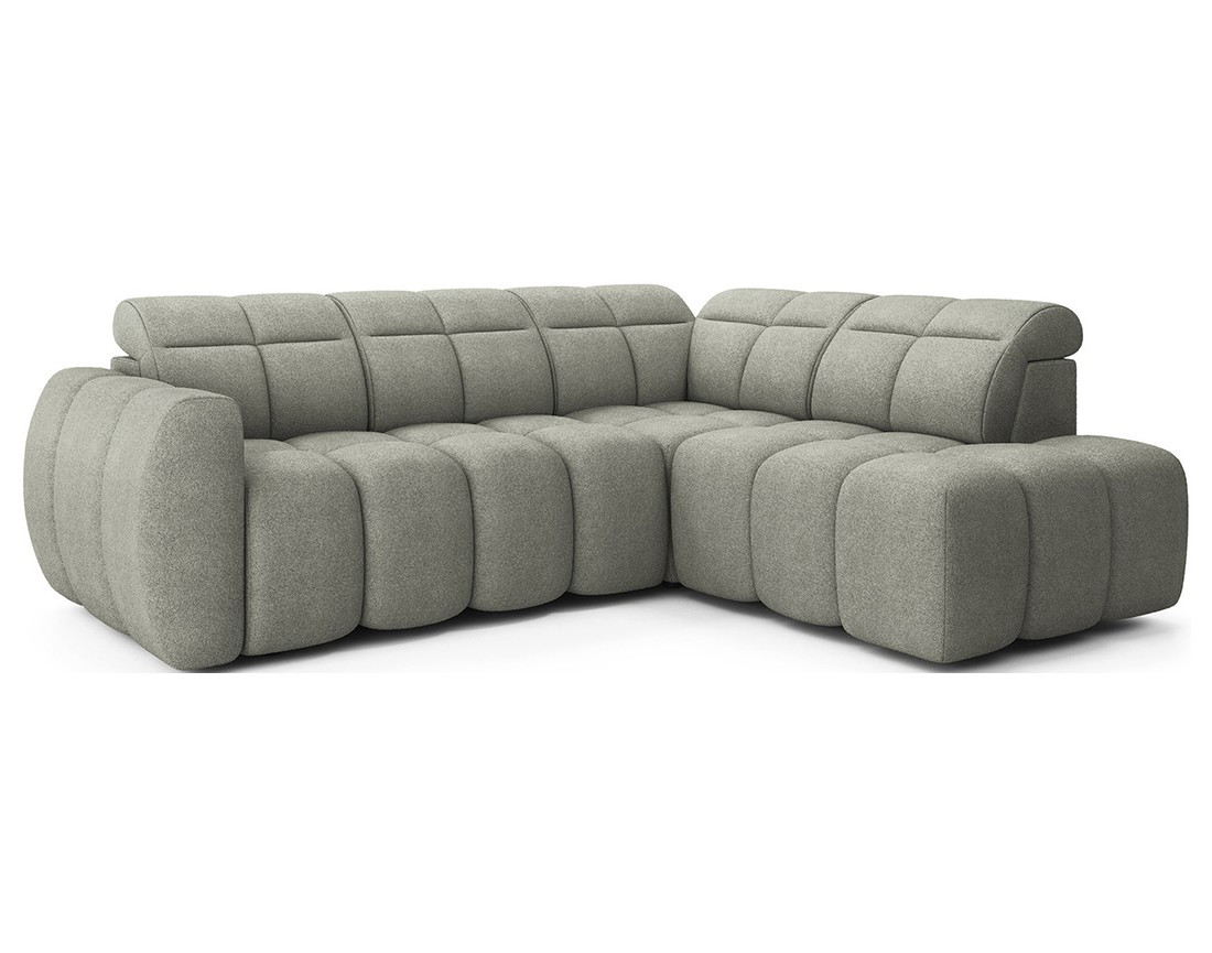 Canapé d'angle droit 4 places assise extensible électrique avec coffre en tissu texturé Basile