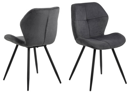Lot de 2 chaises en tissu microfibre pieds en métal Manilla