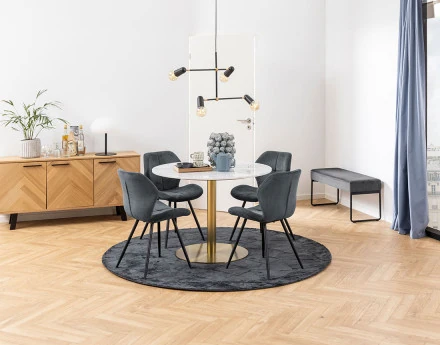 Lot de 2 chaises en tissu microfibre pieds en métal Manilla