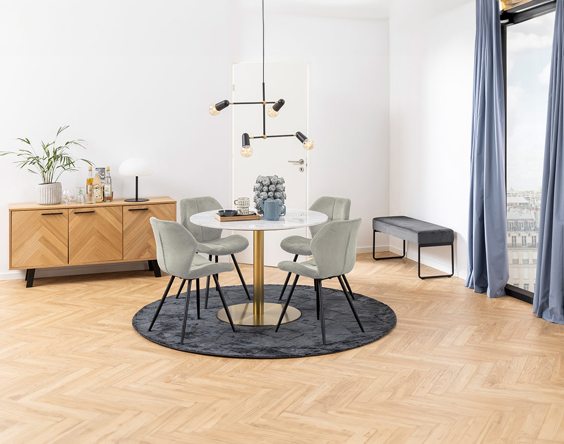 Lot de 2 chaises en tissu microfibre pieds en métal Manilla