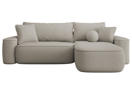 Canapé d'angle réversible 4 places convertible avec coffre en tissu texturé Enma