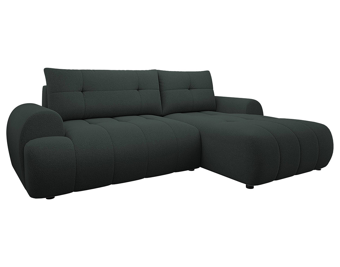 Canapé d'angle droit 4 places convertible avec coffre en tissu texturé Luzzio Canapé d'angle droit 4 places convertible avec coffre en tissu texturé Luzzio
