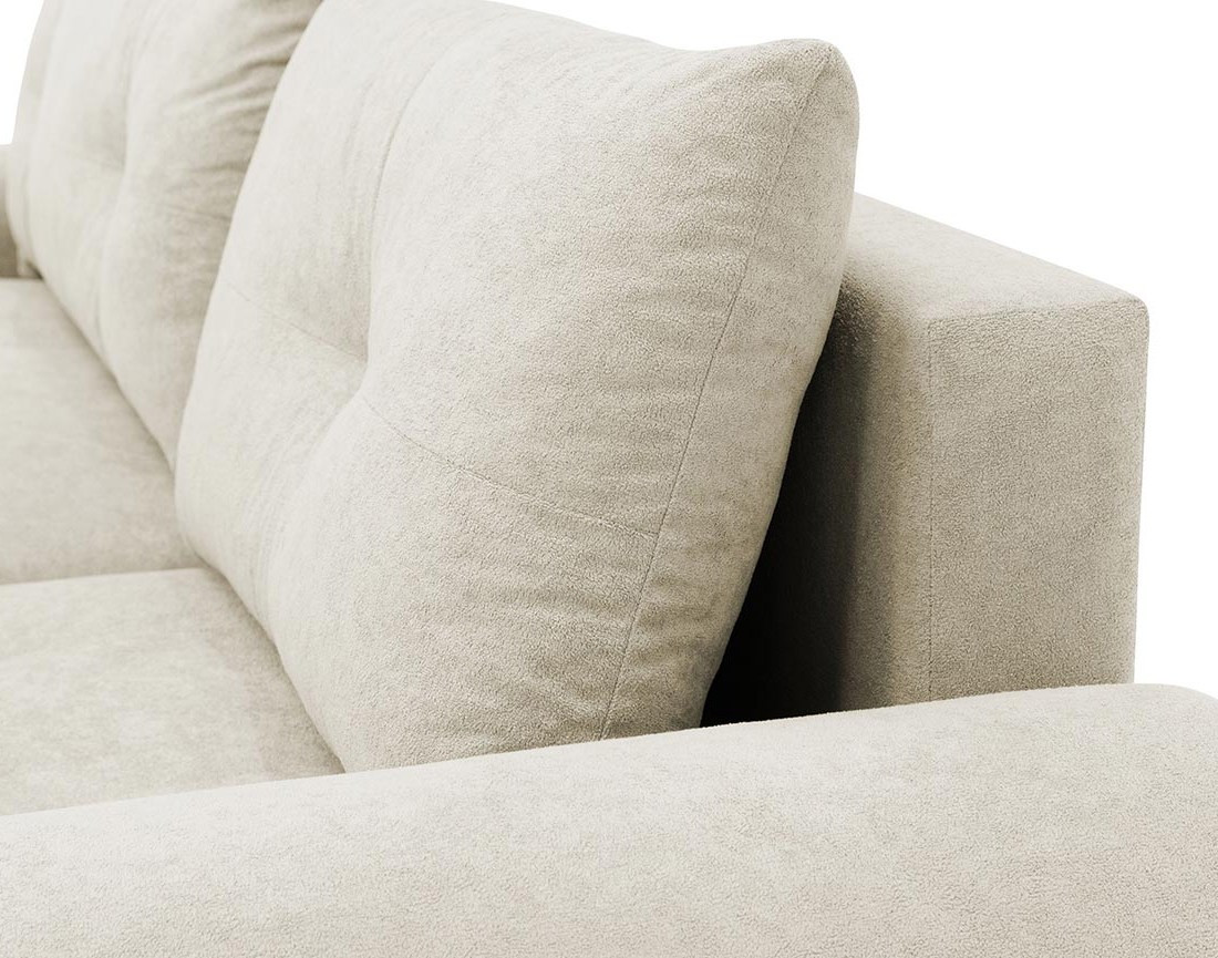 Canapé d'angle droit 4 places convertible avec coffre en tissu texturé Luzzio Canapé d'angle droit 4 places convertible avec coffre en tissu texturé Luzzio