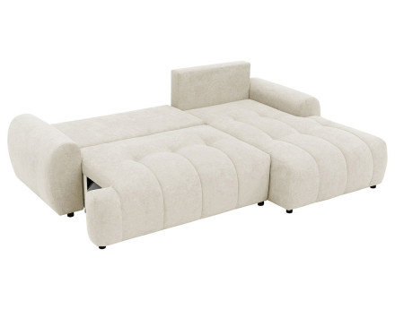 Canapé d'angle droit 4 places convertible avec coffre en tissu texturé Luzzio