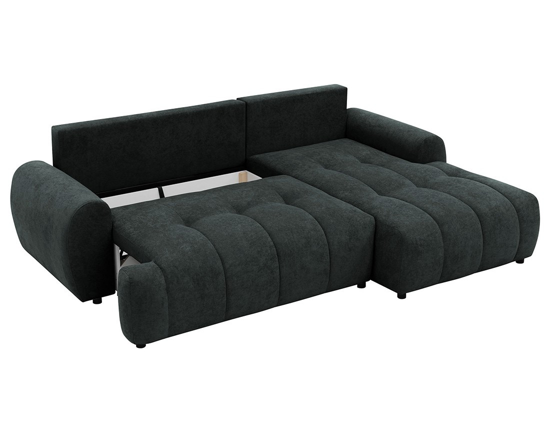 Canapé d'angle droit 4 places convertible avec coffre en tissu texturé Luzzio Canapé d'angle droit 4 places convertible avec coffre en tissu texturé Luzzio