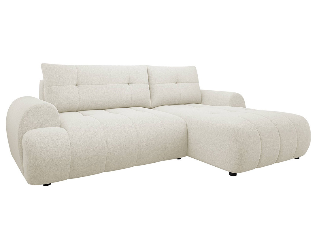 Canapé d'angle droit 4 places convertible avec coffre en tissu texturé Luzzio Canapé d'angle droit 4 places convertible avec coffre en tissu texturé Luzzio
