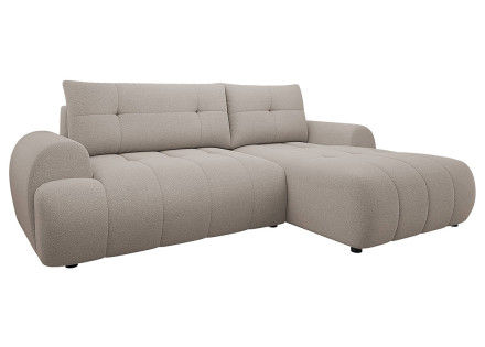 Canapé d'angle droit 4 places convertible avec coffre en tissu texturé Luzzio