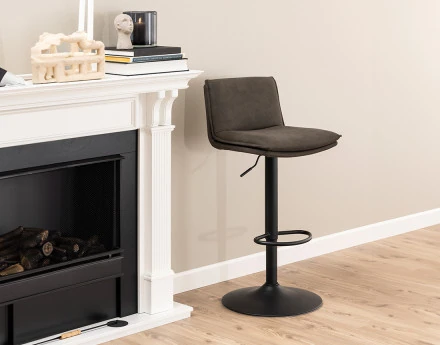 Alora - lot de 2 tabourets - ajustables et pivotants - en tissu texturé et suédine - gris anthracite