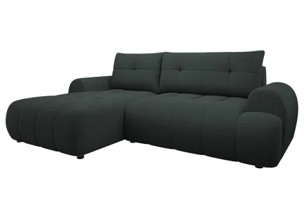 Canapé d'angle gauche 4 places convertible avec coffre en tissu texturé Luzzio