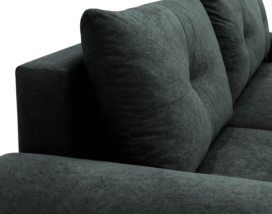 Canapé d'angle gauche 4 places convertible avec coffre en tissu texturé Luzzio Canapé d'angle gauche 4 places convertible avec coffre en tissu texturé Luzzio