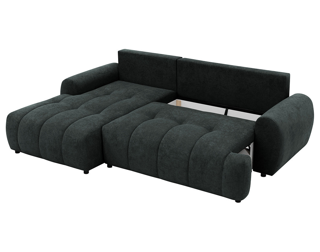 Canapé d'angle gauche 4 places convertible avec coffre en tissu texturé Luzzio Canapé d'angle gauche 4 places convertible avec coffre en tissu texturé Luzzio