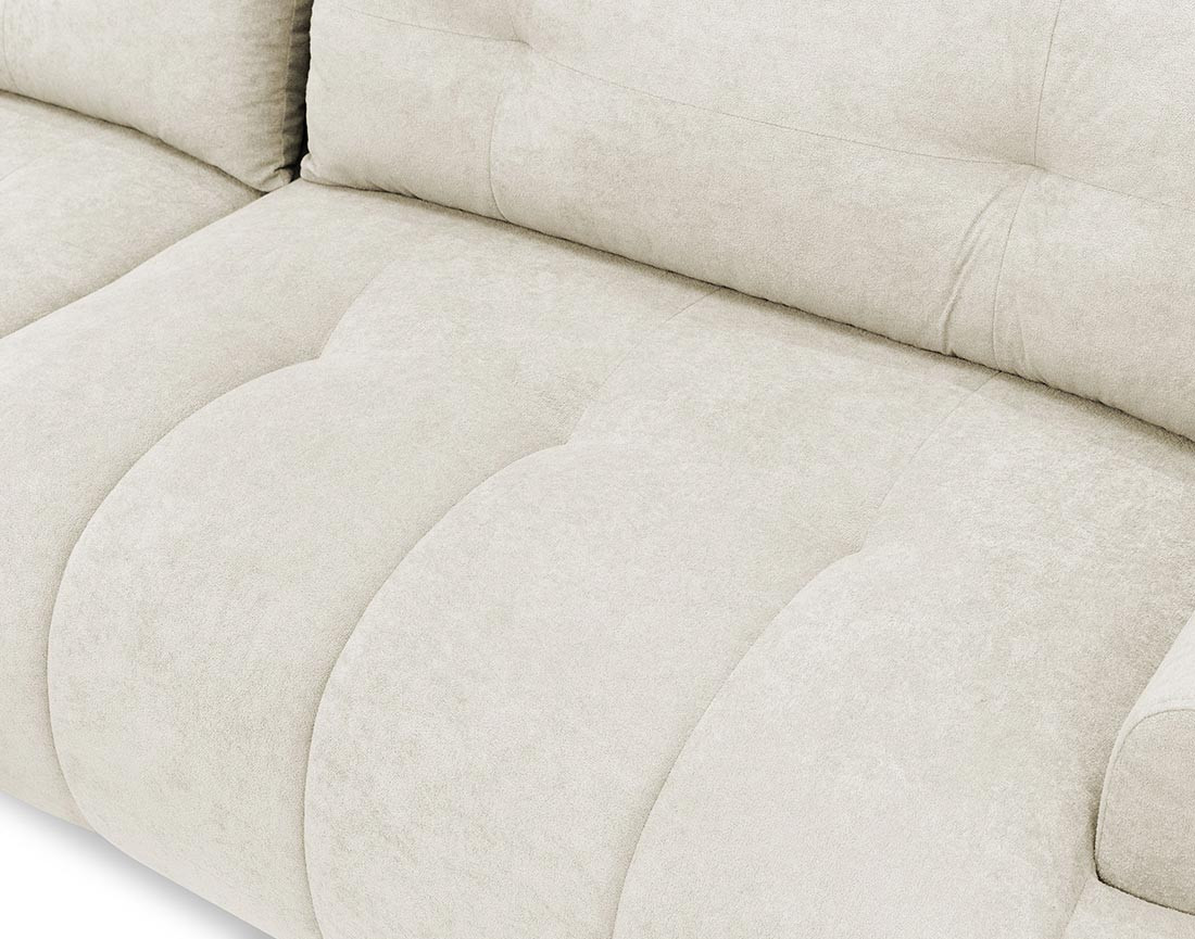 Canapé d'angle gauche 4 places convertible avec coffre en tissu texturé Luzzio Canapé d'angle gauche 4 places convertible avec coffre en tissu texturé Luzzio