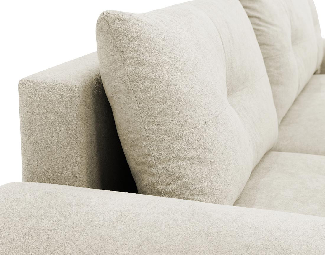 Canapé d'angle gauche 4 places convertible avec coffre en tissu texturé Luzzio Canapé d'angle gauche 4 places convertible avec coffre en tissu texturé Luzzio