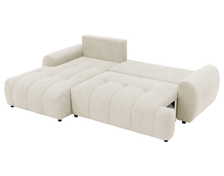 Canapé d'angle gauche 4 places convertible avec coffre en tissu texturé Luzzio