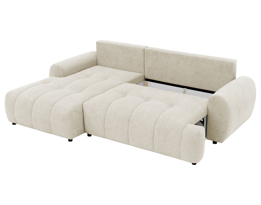 Canapé d'angle gauche 4 places convertible avec coffre en tissu texturé Luzzio Canapé d'angle gauche 4 places convertible avec coffre en tissu texturé Luzzio