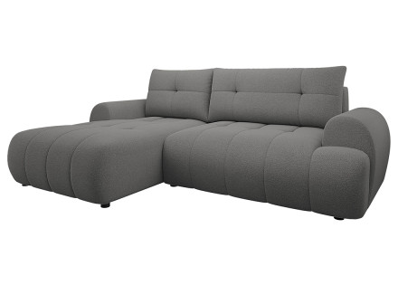 Canapé d'angle gauche 4 places convertible avec coffre en tissu texturé Luzzio