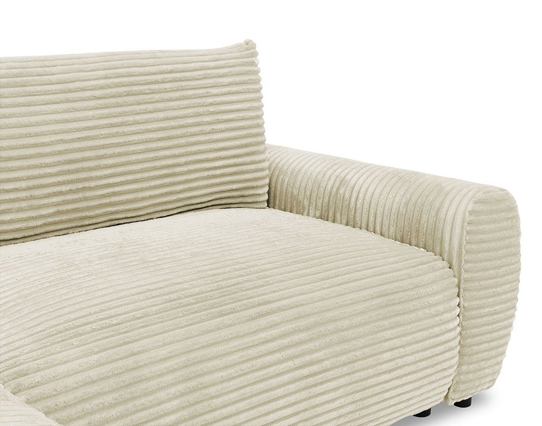 Canapé d'angle gauche 4 places convertible avec coffre en velours côtelé grosses côtes Silvano Canapé d'angle gauche 4 places convertible avec coffre en velours côtelé grosses côtes Silvano