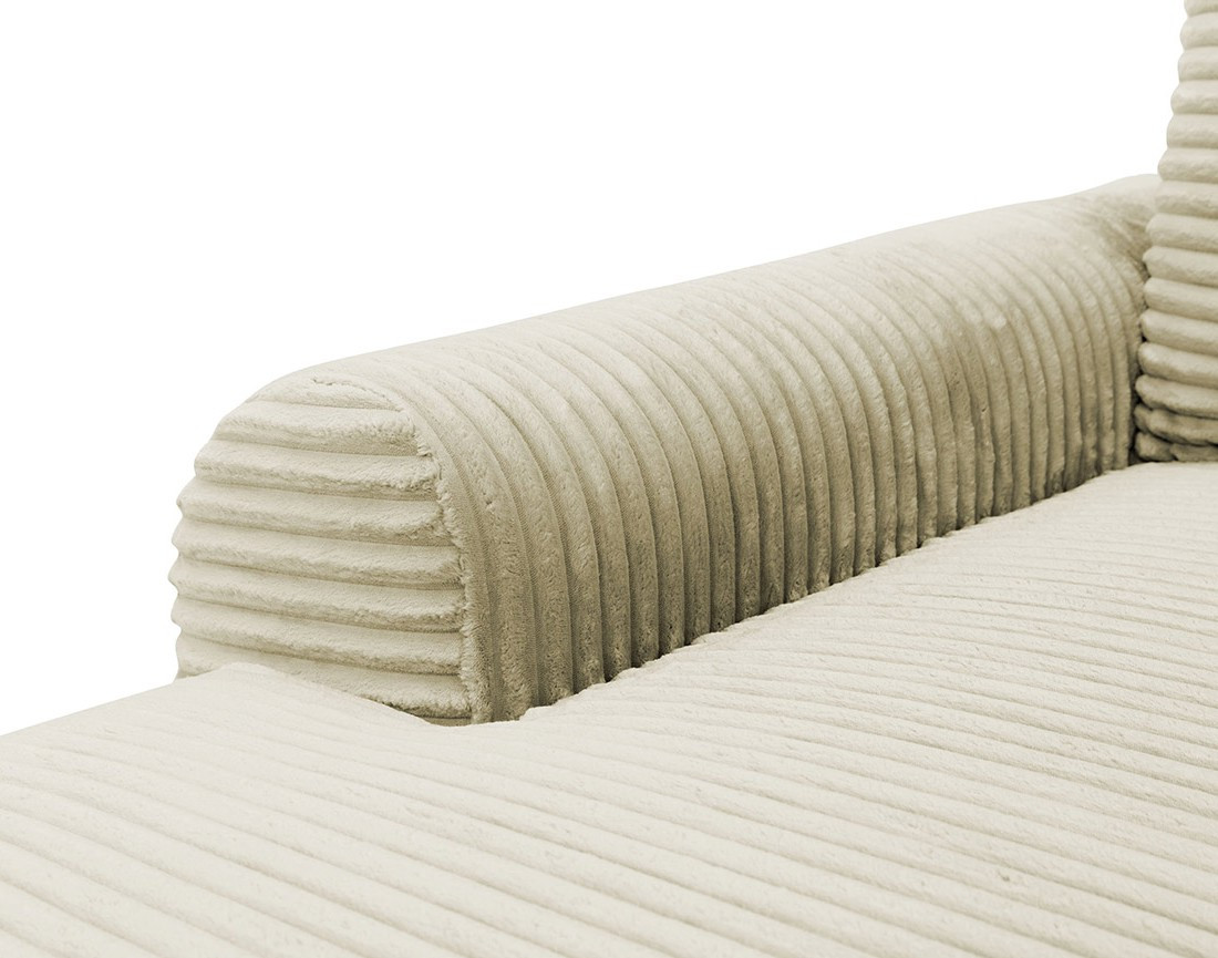 Canapé d'angle gauche 4 places convertible avec coffre en velours côtelé grosses côtes Silvano Canapé d'angle gauche 4 places convertible avec coffre en velours côtelé grosses côtes Silvano