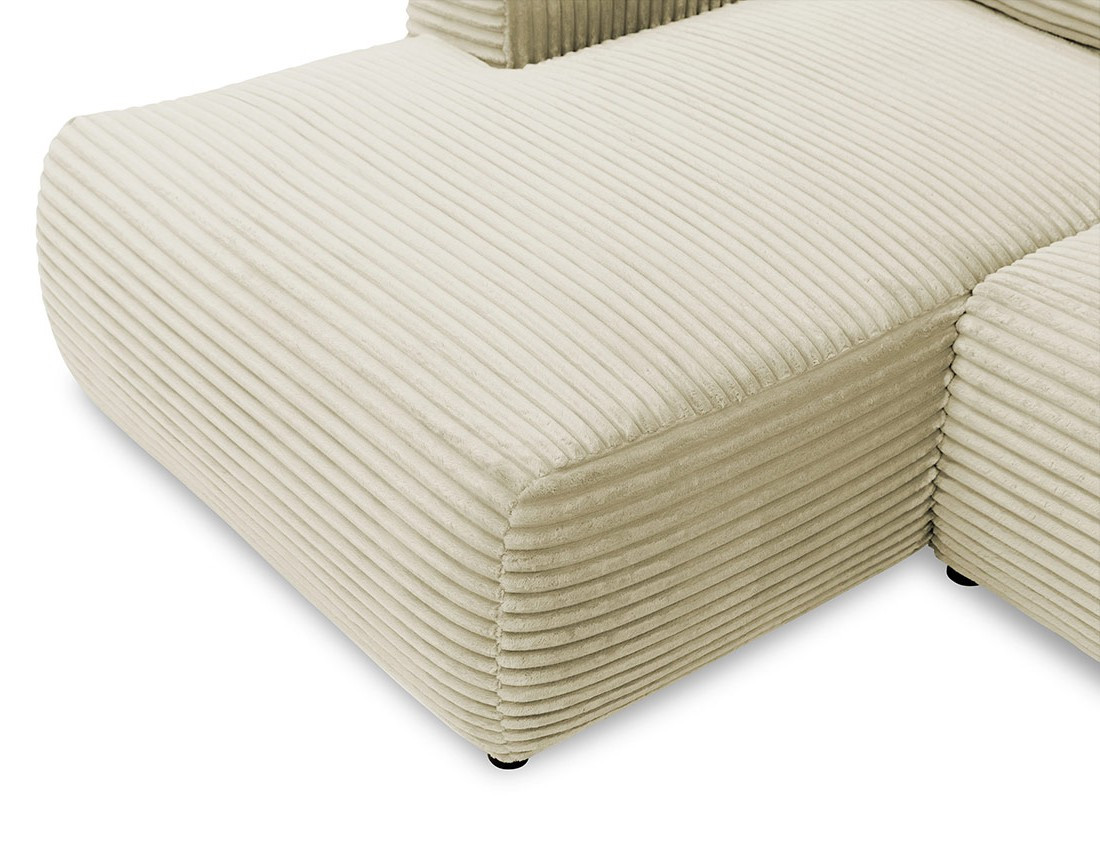 Canapé d'angle gauche 4 places convertible avec coffre en velours côtelé grosses côtes Silvano Canapé d'angle gauche 4 places convertible avec coffre en velours côtelé grosses côtes Silvano