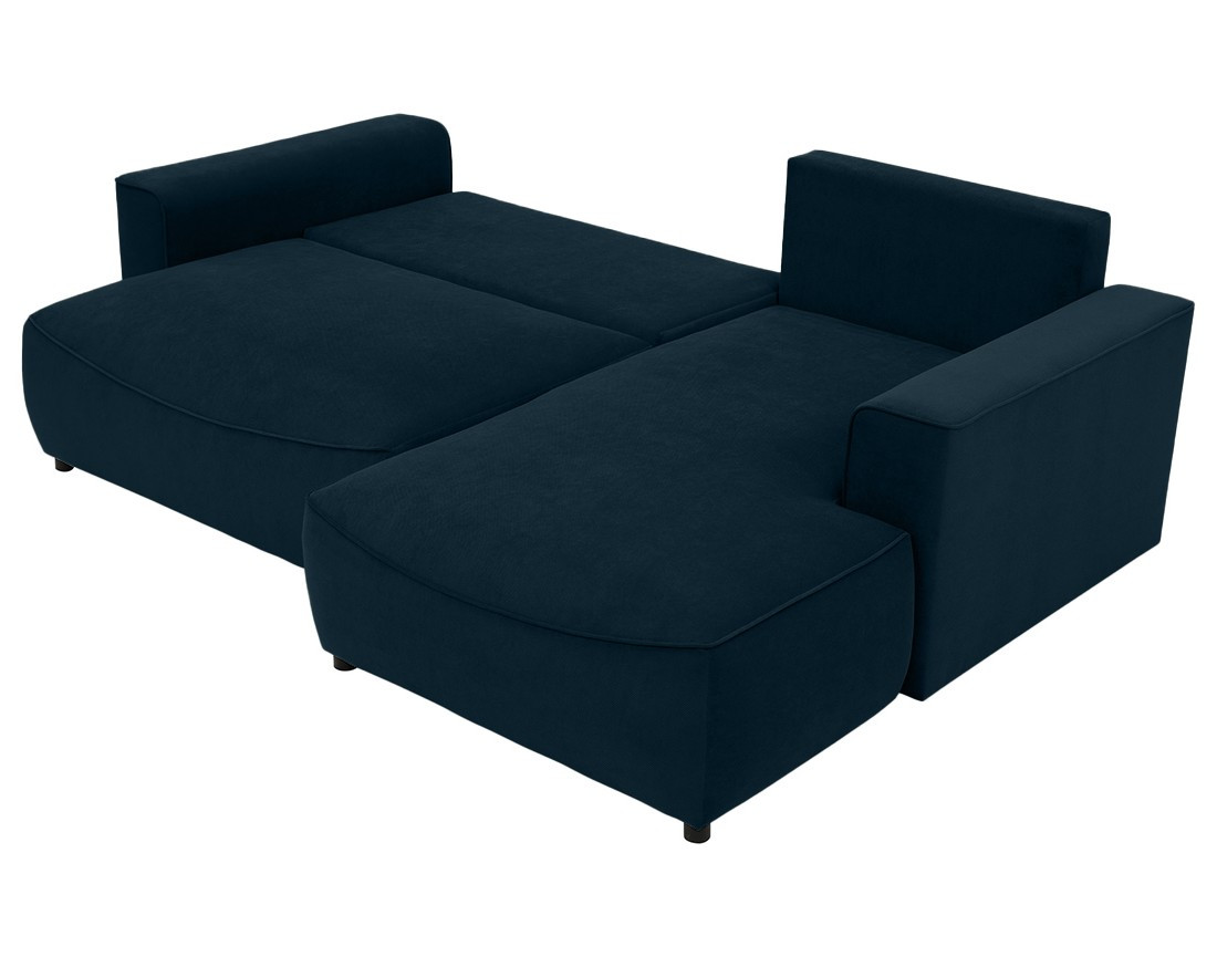 Canapé d'angle droit 4 places convertible avec coffre en tissu texturé Aurelia