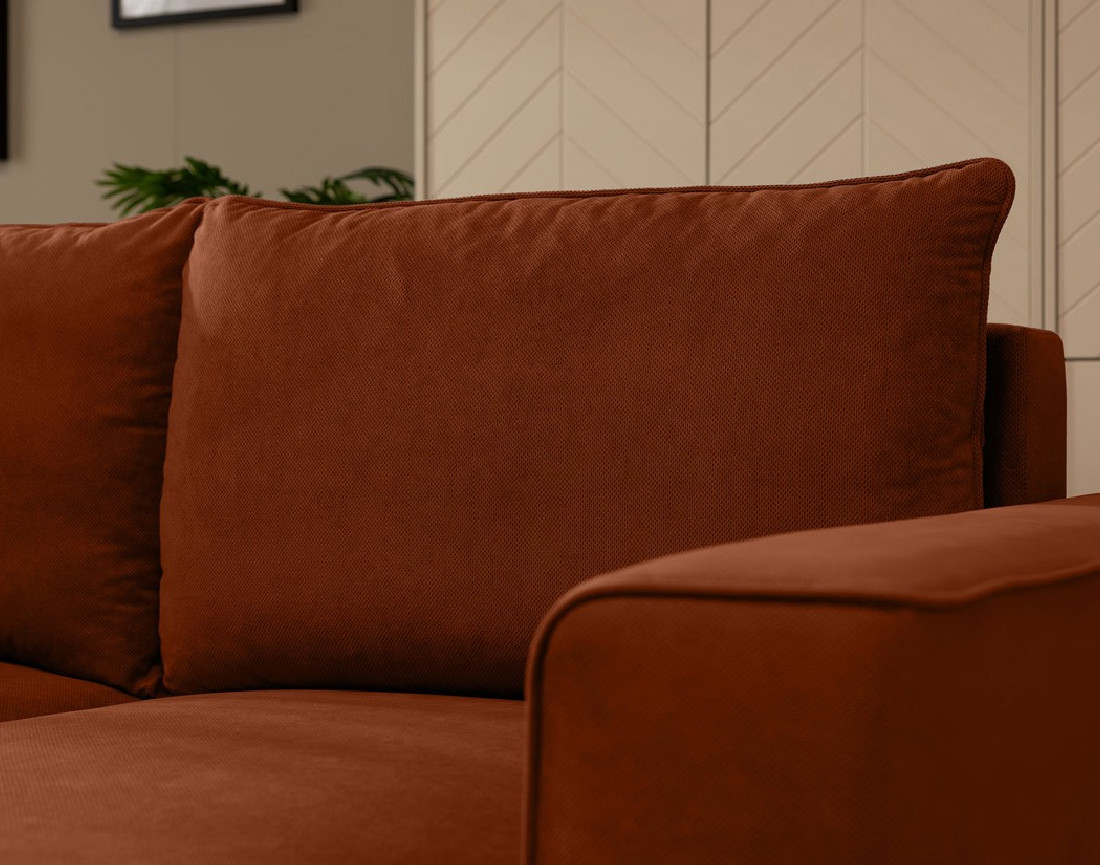 Canapé d'angle droit 4 places convertible avec coffre en tissu texturé Aurelia