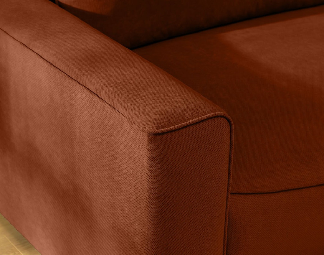 Canapé d'angle droit 4 places convertible avec coffre en tissu texturé Aurelia