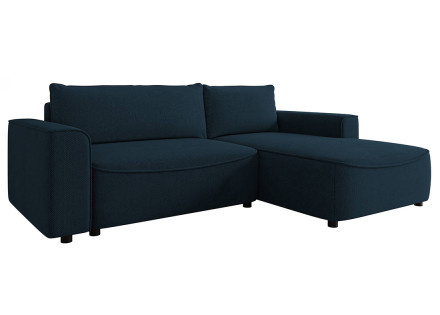 Canapé d'angle droit 4 places convertible avec coffre en tissu texturé Aurelia