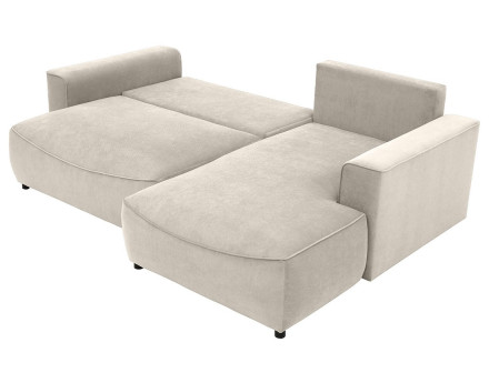 Canapé d'angle droit 4 places convertible avec coffre en tissu texturé Aurelia