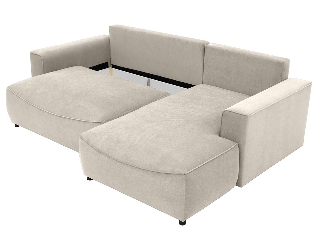 Canapé d'angle droit 4 places convertible avec coffre en tissu texturé Aurelia Canapé d'angle droit 4 places convertible avec coffre en tissu texturé Aurelia