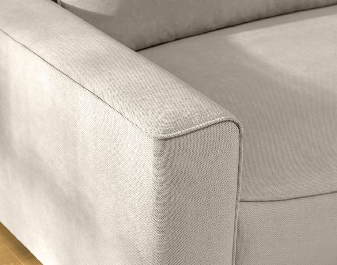 Canapé d'angle droit 4 places convertible avec coffre en tissu texturé Aurelia Canapé d'angle droit 4 places convertible avec coffre en tissu texturé Aurelia