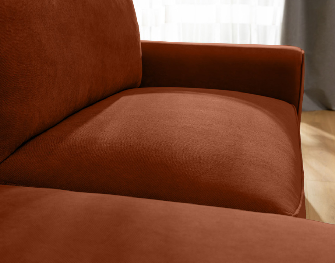 Canapé d'angle gauche 4 places convertible avec coffre en tissu texturé Aurelia