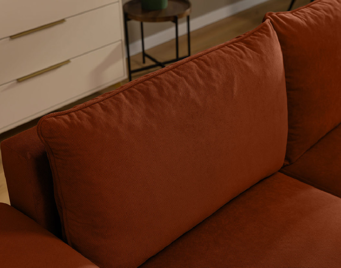 Canapé d'angle gauche 4 places convertible avec coffre en tissu texturé Aurelia