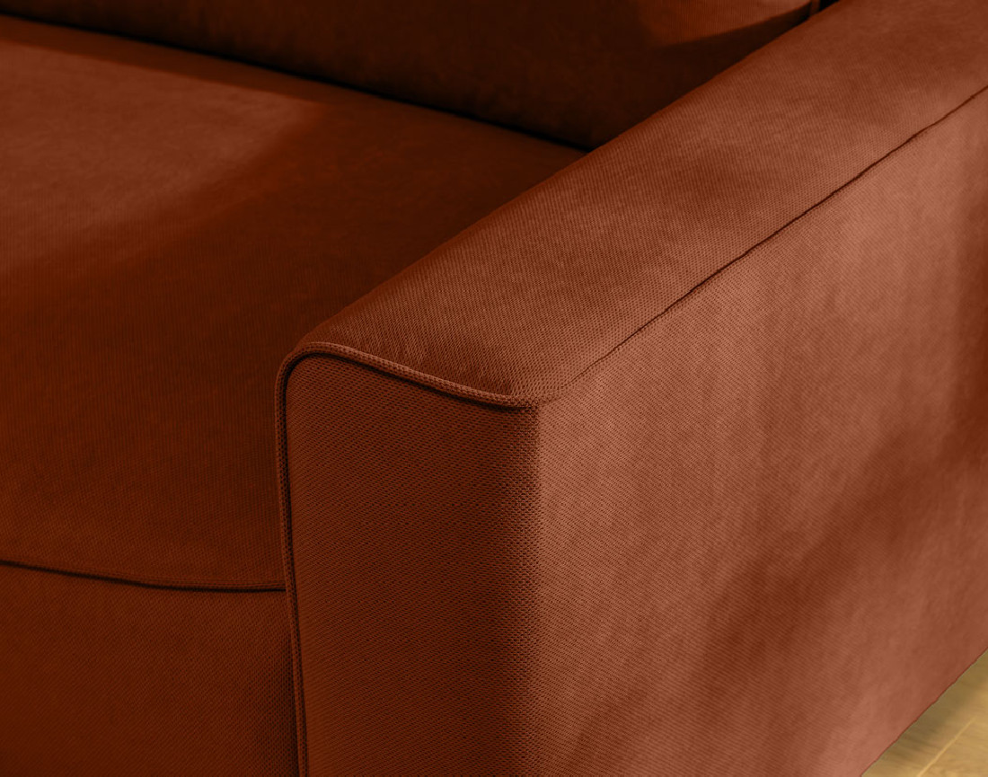 Canapé d'angle gauche 4 places convertible avec coffre en tissu texturé Aurelia