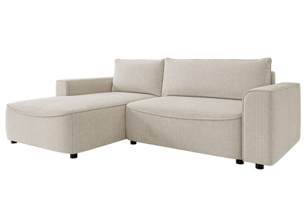 Canapé d'angle gauche 4 places convertible avec coffre en tissu texturé Aurelia