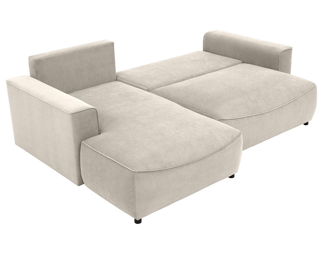 Canapé d'angle gauche 4 places convertible avec coffre en tissu texturé Aurelia
