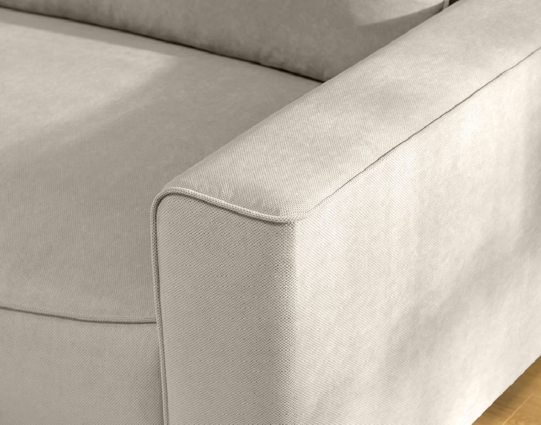Canapé d'angle gauche 4 places convertible avec coffre en tissu texturé Aurelia