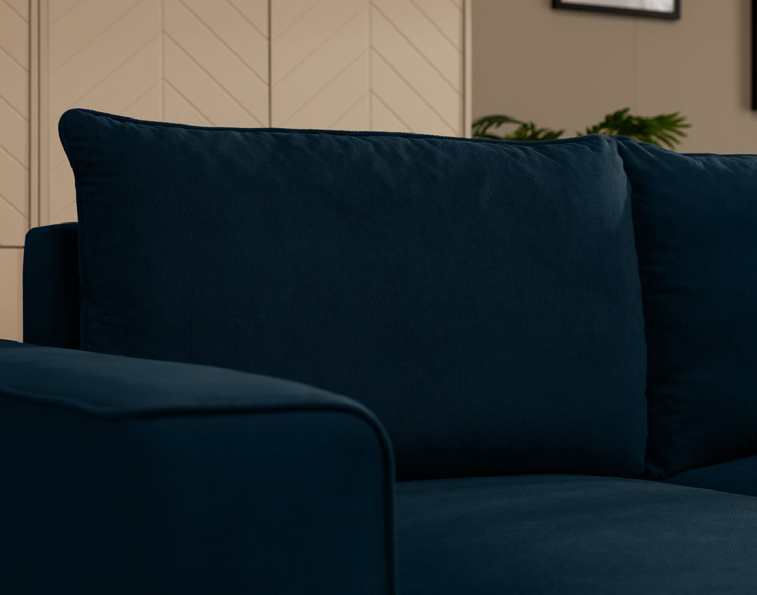 Canapé d'angle gauche 4 places convertible avec coffre en tissu texturé Aurelia