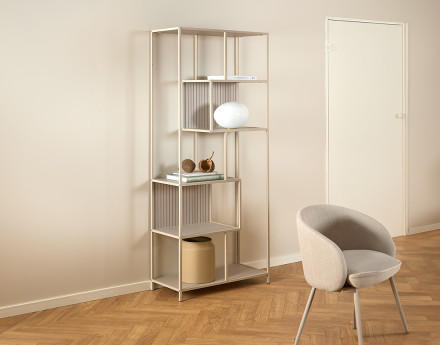 Étagère filaire métal avec plaquage en bois blanchi 77 cm gris Anthea