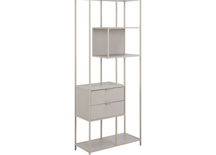 Étagère filaire métal avec plaquage en bois blanchi avec tiroirs 77 cm gris Anthea