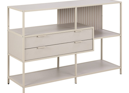 Étagère filaire métal avec plaquage en bois blanchi avec tiroirs 114 cm gris Anthea