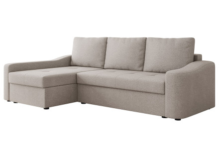 Canapé d'angle gauche 4 places convertible avec coffre en tissu texturé Claudia